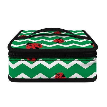 Green Zigzag Ladybird Pattern Print Small Lunch Bag