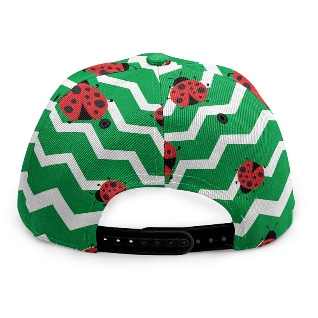 Green Zigzag Ladybird Pattern Print Snapback Cap