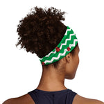 Green Zigzag Ladybird Pattern Print Sports Headband