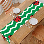 Green Zigzag Ladybird Pattern Print Table Runner