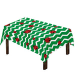 Green Zigzag Ladybird Pattern Print Tablecloth