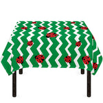 Green Zigzag Ladybird Pattern Print Tablecloth