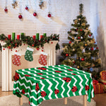 Green Zigzag Ladybird Pattern Print Tablecloth