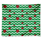 Green Zigzag Ladybird Pattern Print Tapestry