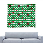 Green Zigzag Ladybird Pattern Print Tapestry