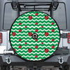 Green Zigzag Ladybird Pattern Print Tire Cover With Camera Hole