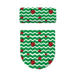 Green Zigzag Ladybird Pattern Print Toilet Lid And Tank Cover Set