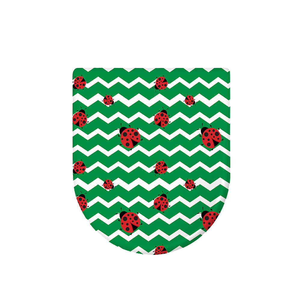 Green Zigzag Ladybird Pattern Print Toilet Lid Cover