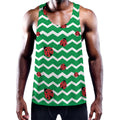 Green Zigzag Ladybird Pattern Print Men's Workout Tank Top