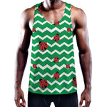 Green Zigzag Ladybird Pattern Print Training Tank Top