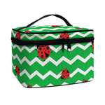 Green Zigzag Ladybird Pattern Print Travel Makeup Bag