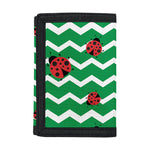 Green Zigzag Ladybird Pattern Print Trifold Wallet