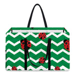 Green Zigzag Ladybird Pattern Print Utility Tote Bag