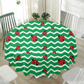 Green Zigzag Ladybird Pattern Print Waterproof Round Tablecloth