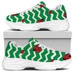 Green Zigzag Ladybird Pattern Print White Chunky Shoes