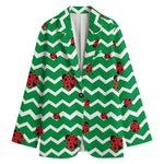 Green Zigzag Ladybird Pattern Print Women's Blazer