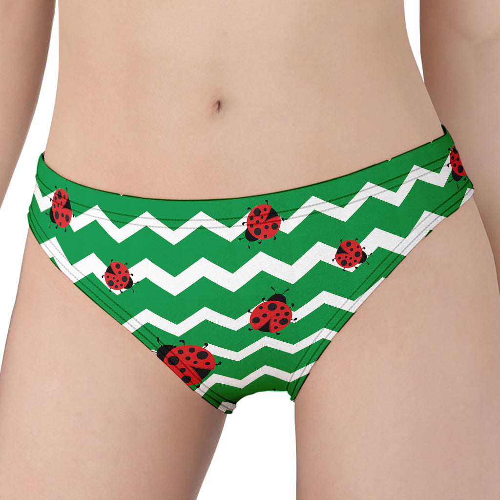 Green Zigzag Ladybird Pattern Print Women's Panties