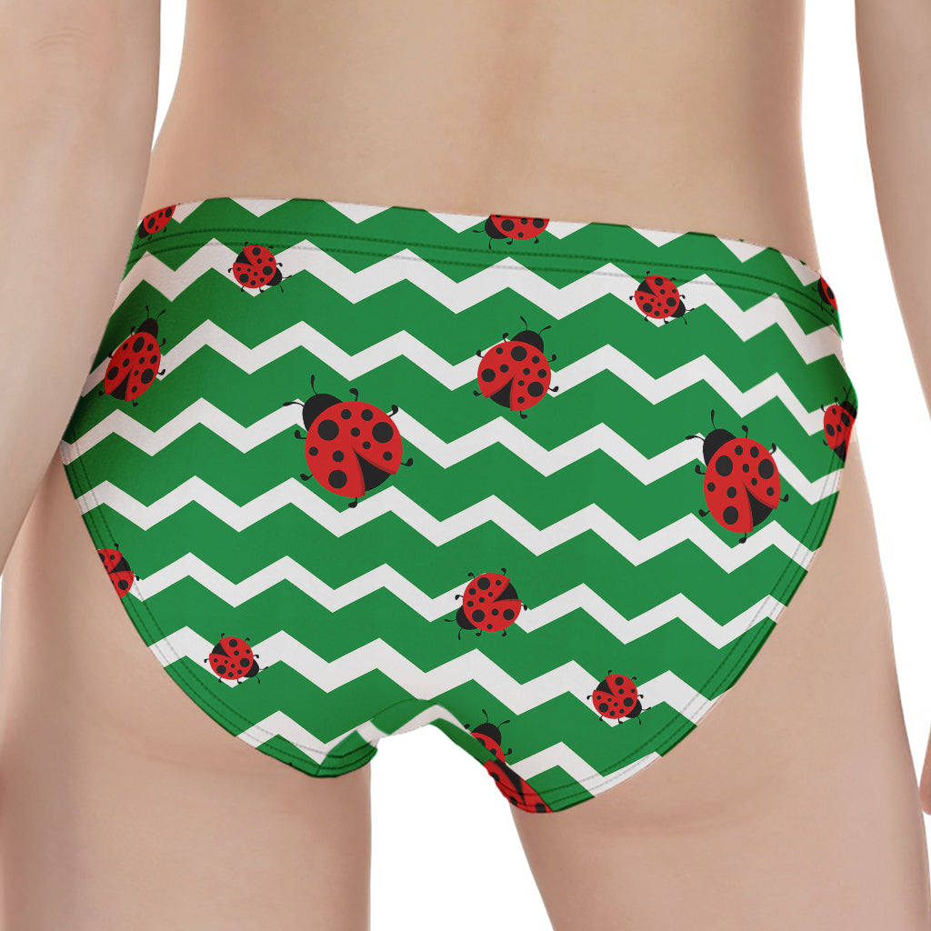 Green Zigzag Ladybird Pattern Print Women's Panties