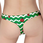 Green Zigzag Ladybird Pattern Print Women's Thong