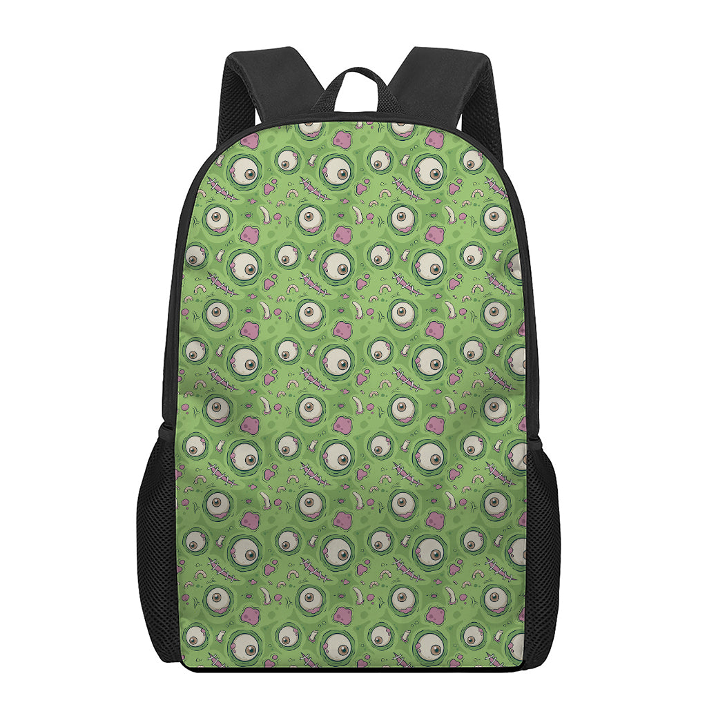 Green Zombie Pattern Print 17 Inch Backpack