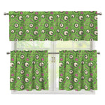 Green Zombie Pattern Print 3 Piece Kitchen Curtains