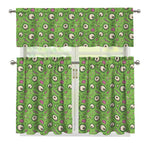 Green Zombie Pattern Print 3 Piece Kitchen Curtains