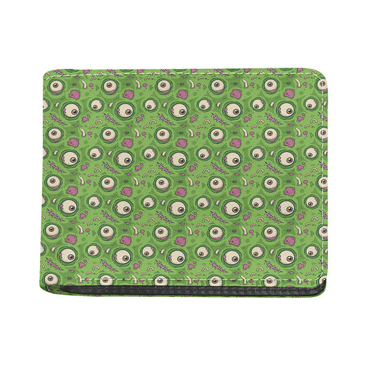 Green Zombie Pattern Print Bifold Wallet