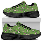 Green Zombie Pattern Print Black Chunky Shoes
