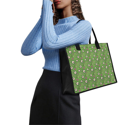 Green Zombie Pattern Print Canvas Tote Bag