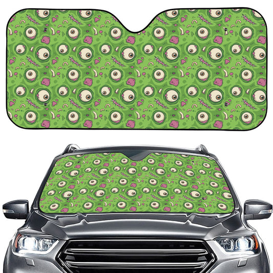 Green Zombie Pattern Print Car Windshield Sun Shade
