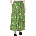 Green Zombie Pattern Print Chiffon Maxi Skirt