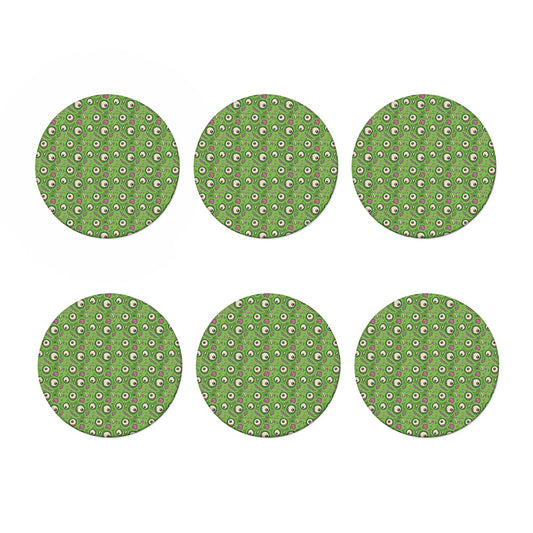 Green Zombie Pattern Print Coaster Set