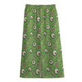 Green Zombie Pattern Print Cotton Front Slit Maxi Skirt