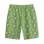 Green Zombie Pattern Print Cotton Shorts