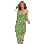 Green Zombie Pattern Print Cross Back Cami Dress