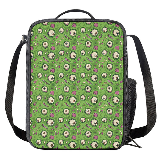 Green Zombie Pattern Print Crossbody Lunch Bag