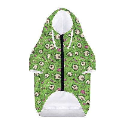 Green Zombie Pattern Print Dog Zip Up Hoodie