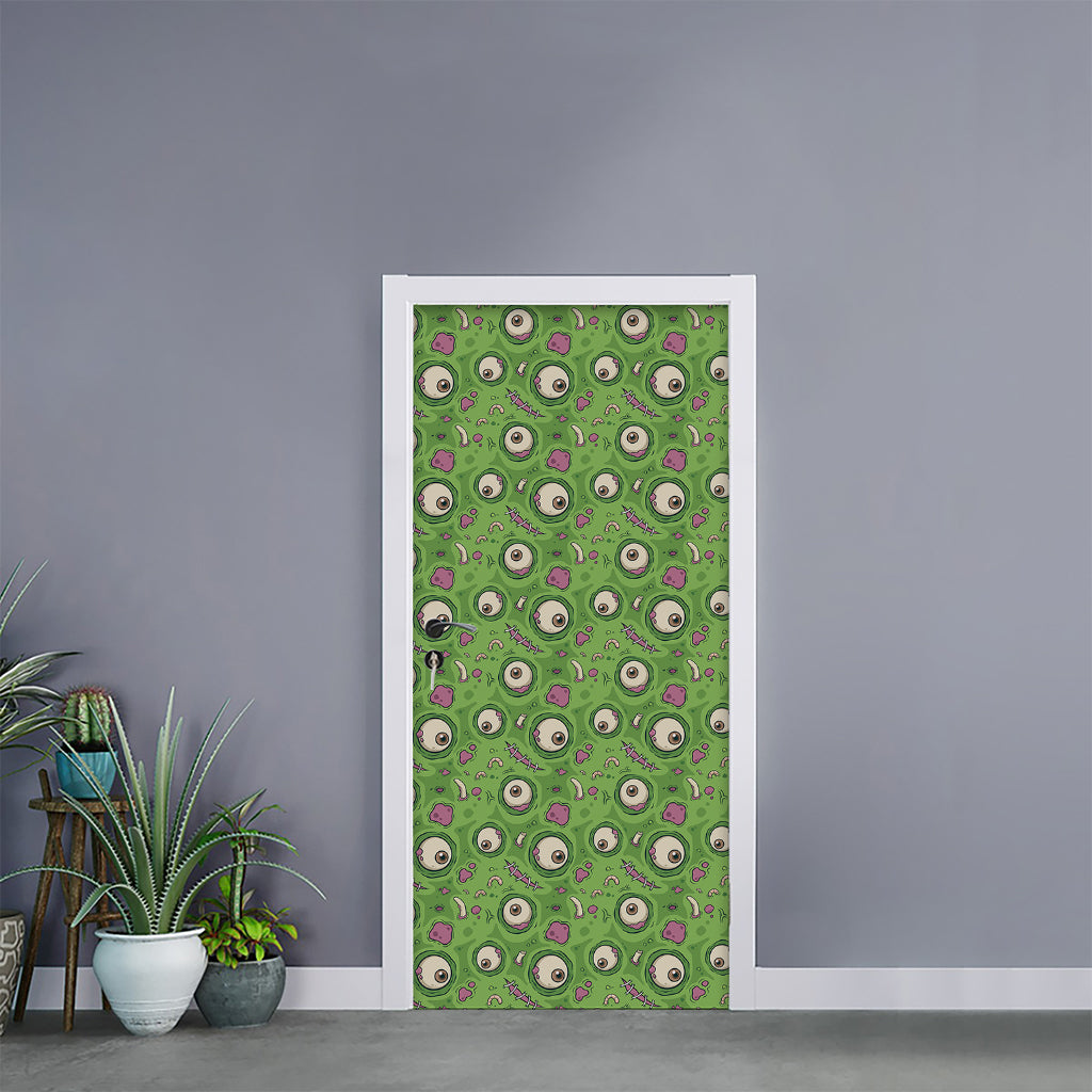 Green Zombie Pattern Print Door Sticker