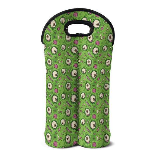 Green Zombie Pattern Print Double Neoprene Wine Tote