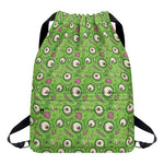 Green Zombie Pattern Print Drawstring Backpack