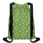 Green Zombie Pattern Print Drawstring Backpack