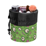 Green Zombie Pattern Print Drawstring Makeup Bag