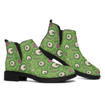 Green Zombie Pattern Print Flat Ankle Boots
