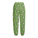 Green Zombie Pattern Print Fleece Lined Knit Pants