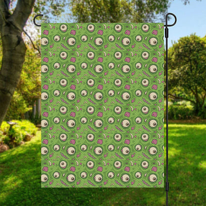 Green Zombie Pattern Print Garden Flag