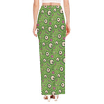 Green Zombie Pattern Print High Slit Maxi Skirt