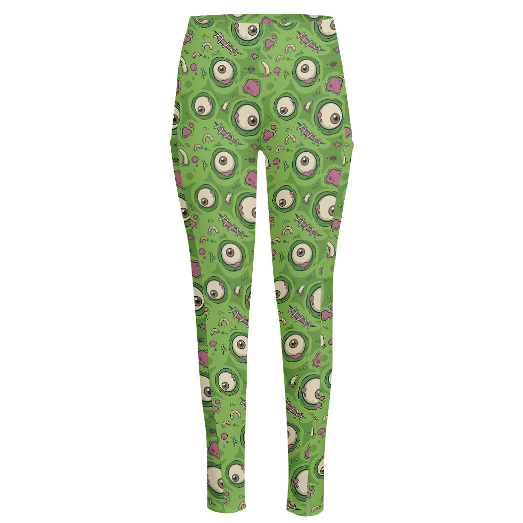Green Zombie Pattern Print High-Waisted Pocket Leggings