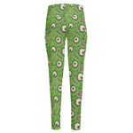 Green Zombie Pattern Print High-Waisted Pocket Leggings
