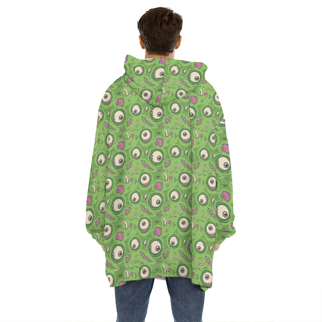 Green Zombie Pattern Print Hoodie Blanket