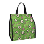 Green Zombie Pattern Print Insulated Lunch Tote